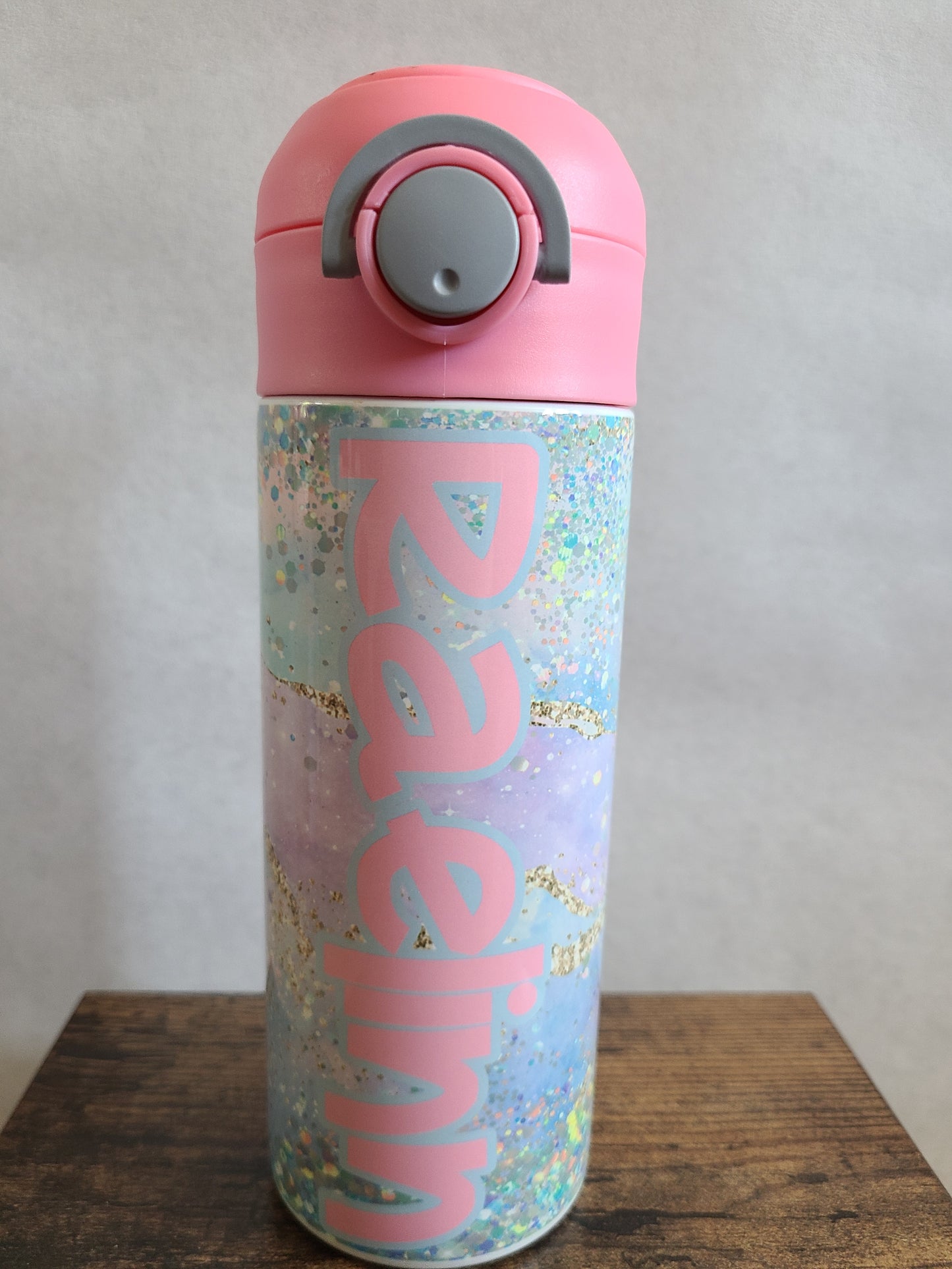 Iridescent Print Flip Top Water Bottle - Personalized