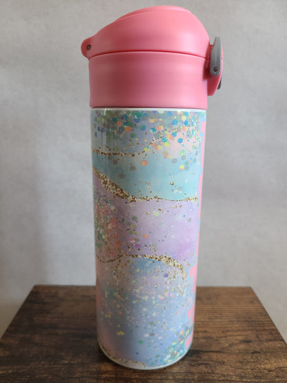 Iridescent Print Flip Top Water Bottle - Personalized