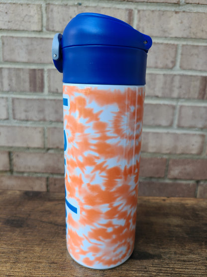 Orange and Blue Tie Dye Personalized Water Bottle