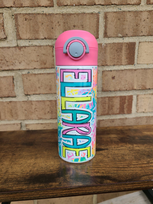 Bright Colored Rainbows & Leopard Print Personalized Water Bottle
