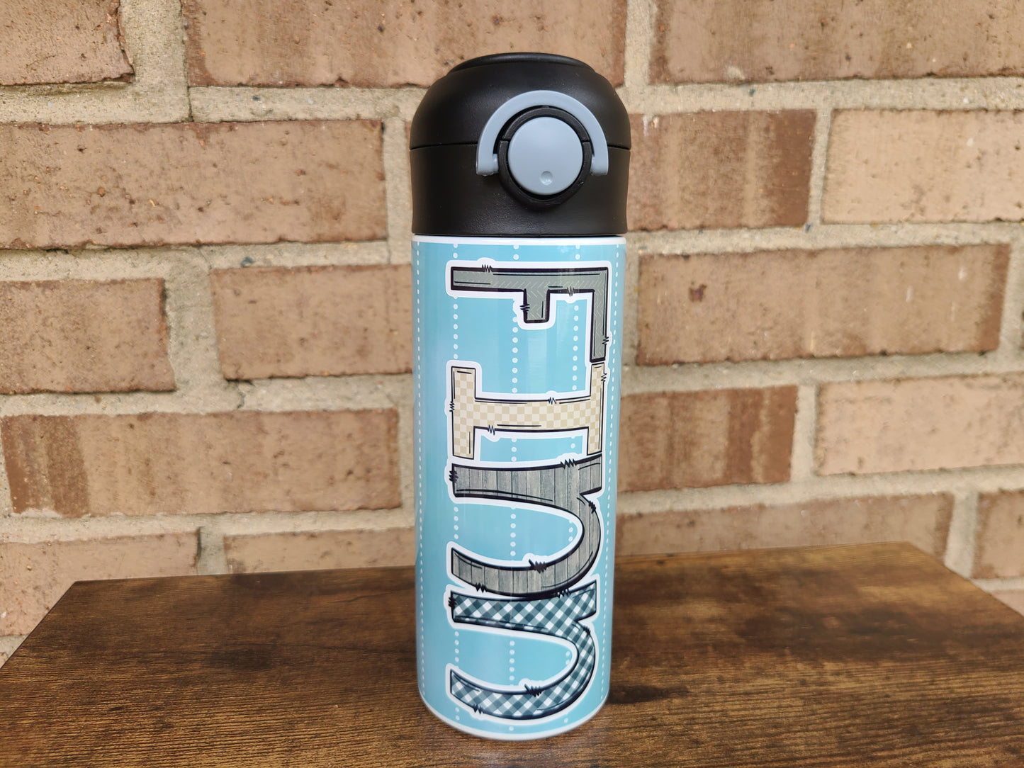 Blue Neutral Water Bottle OR Sippy Cup - Personalized