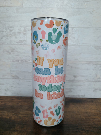 Be Kind Leopard Print Skinny Tumbler