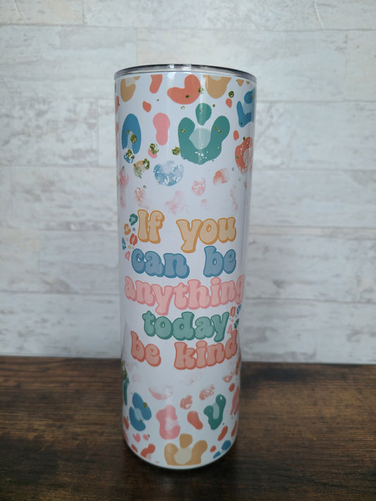 Be Kind Leopard Print Skinny Tumbler