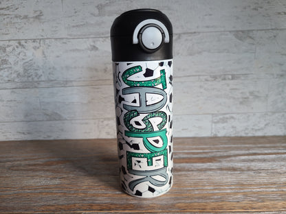 Soccer Personalized Water Bottle - 12 oz Flip Top Water Bottle with Straw