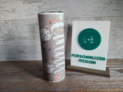Leopard Print Pumpkin Personalized Skinny Tumbler