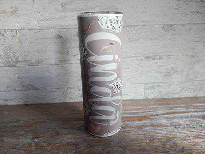 Leopard Print Pumpkin Personalized Skinny Tumbler