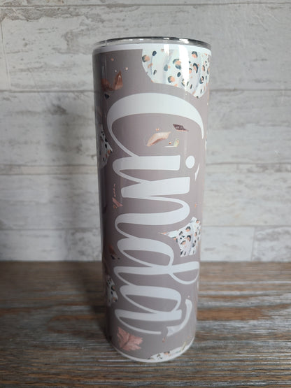 Leopard Print Pumpkin Personalized Skinny Tumbler