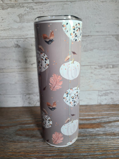 Leopard Print Pumpkin Personalized Skinny Tumbler