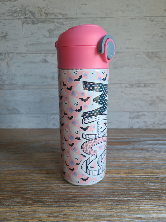 Pink Batty Flip Top Water Bottle - Personalized