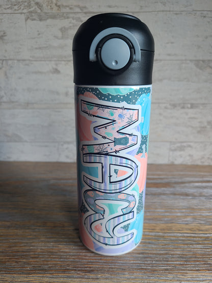 Pastel Pumpkins Flip Top Water Bottle - Personalized