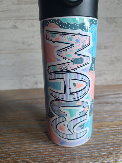 Pastel Pumpkins Flip Top Water Bottle - Personalized