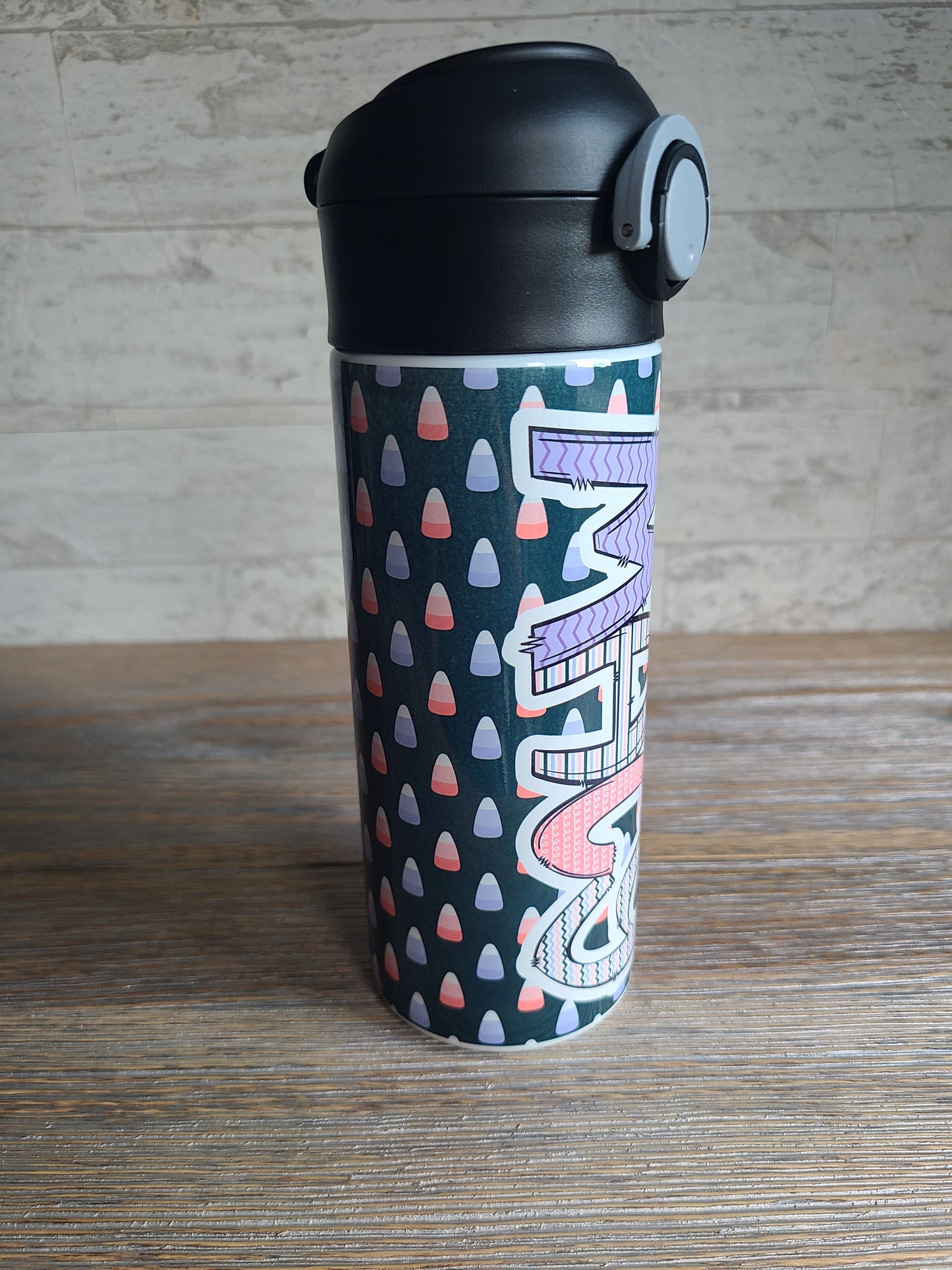 Candy Corn Flip Top Water Bottle - Personalized