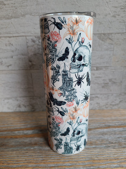 Skulls and Bats Halloween Skinny Tumbler