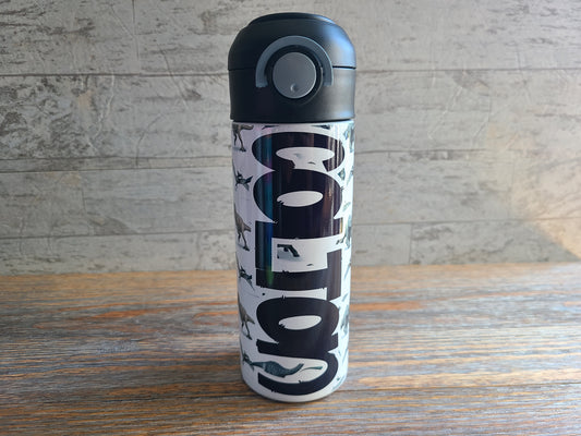 Realistic Dinosaurs Flip Top Water Bottle - Personalized