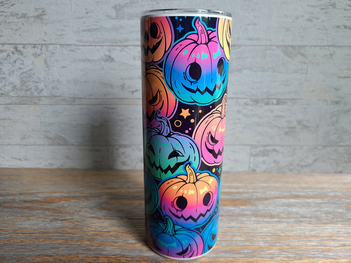 Colorful Jack O'Lantern Pumpkins Skinny Tumbler