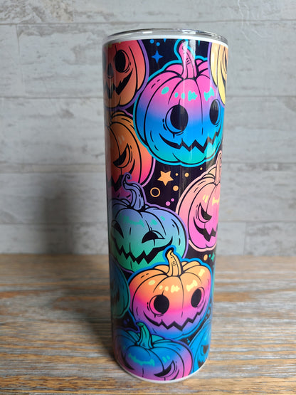 Colorful Jack O'Lantern Pumpkins Skinny Tumbler