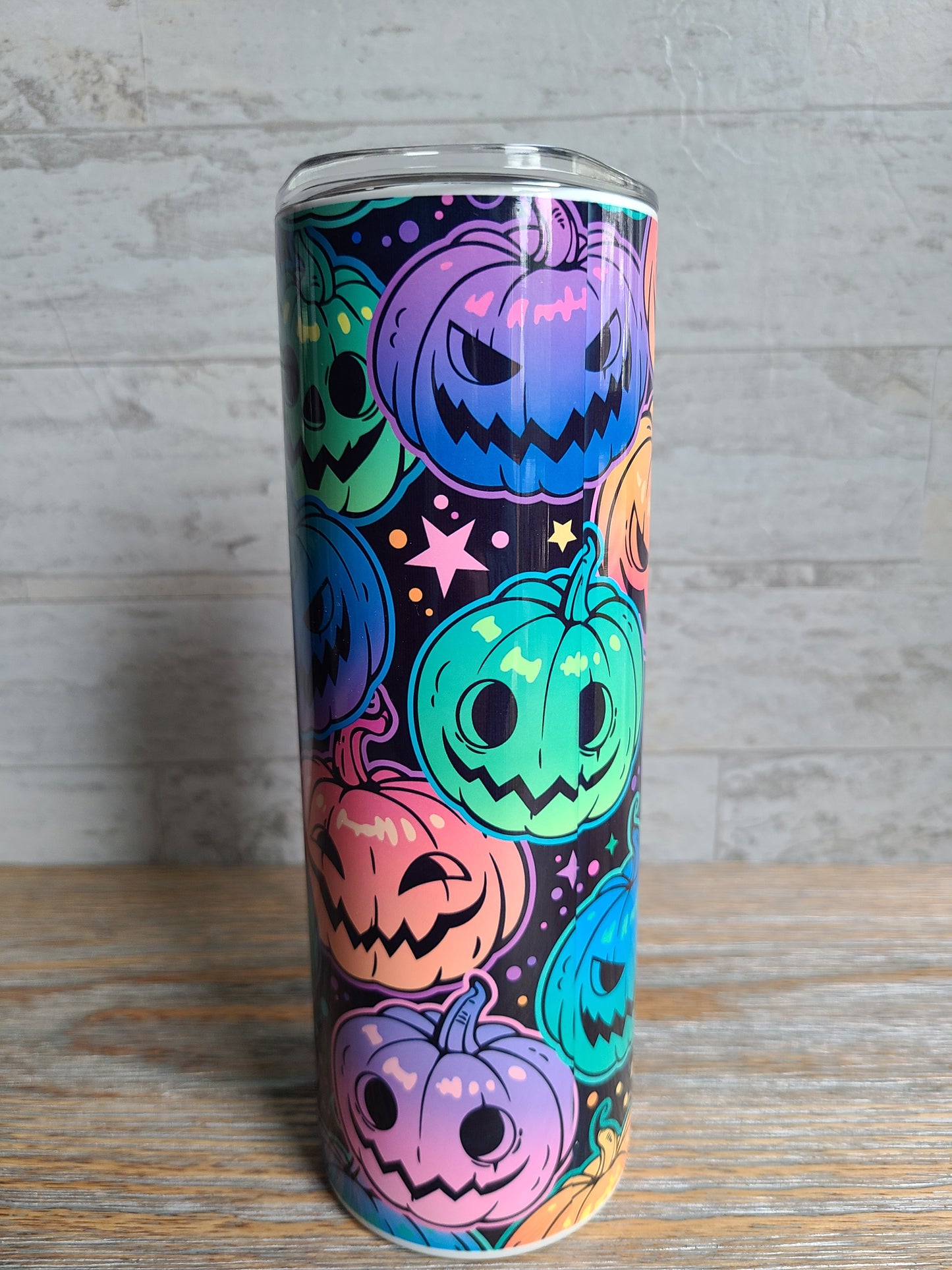 Colorful Jack O'Lantern Pumpkins Skinny Tumbler