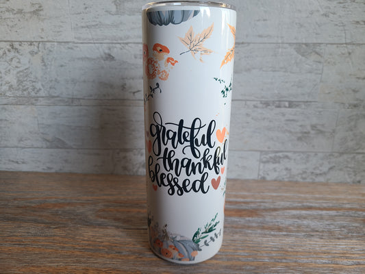 Thankful Grateful Blessed Skinny Tumbler