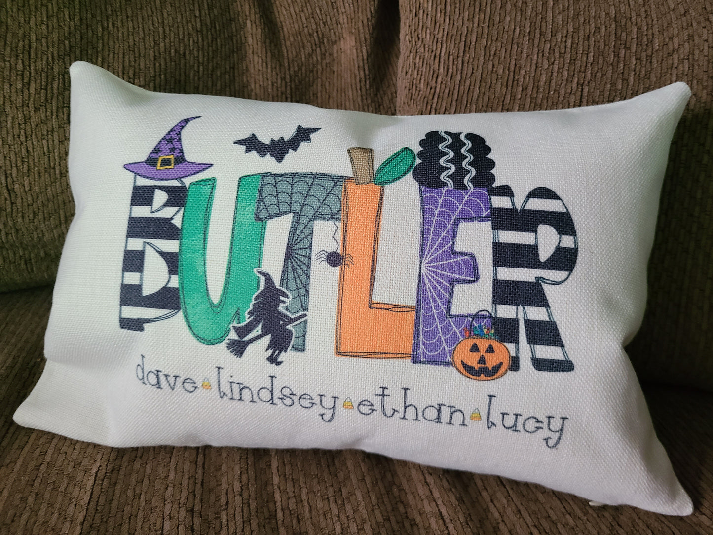 Halloween Family Name Throw Pillow