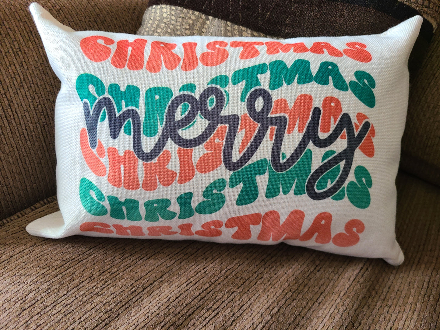 Merry Christmas Lumbar Pillow Retro Vibes
