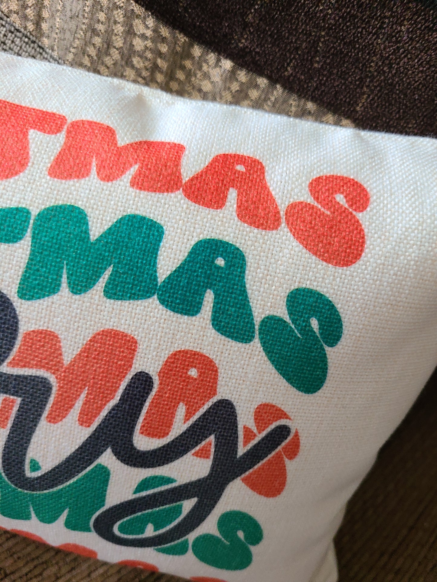 Merry Christmas Lumbar Pillow Retro Vibes