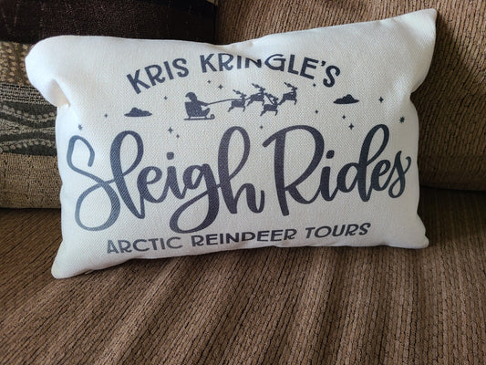 Kris Kringle Sleigh Rides Lumbar Pillow