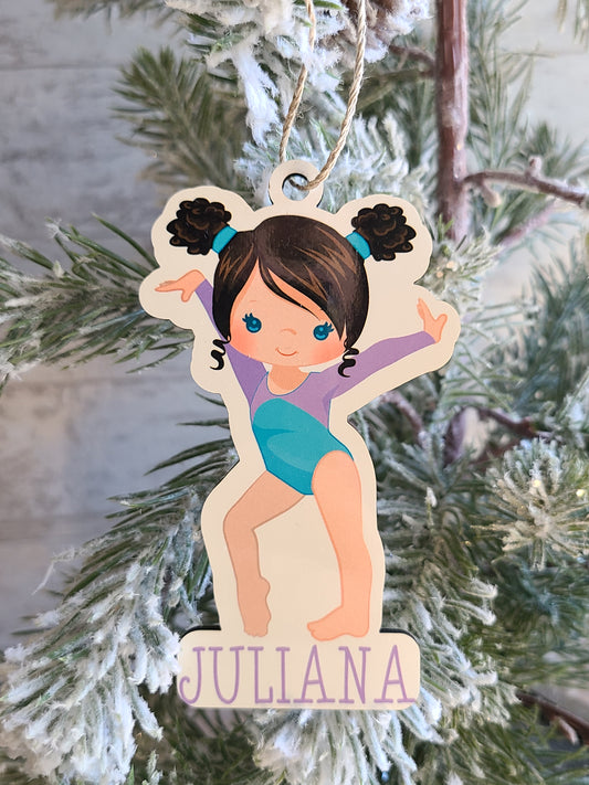 Gymnast Girl Cut Out Ornament Personalized