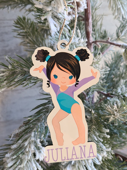 Gymnast Girl Cut Out Ornament Personalized