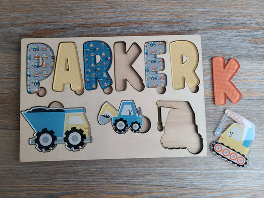 Construction Personalized Wood Puzzle