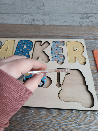 Construction Personalized Wood Puzzle
