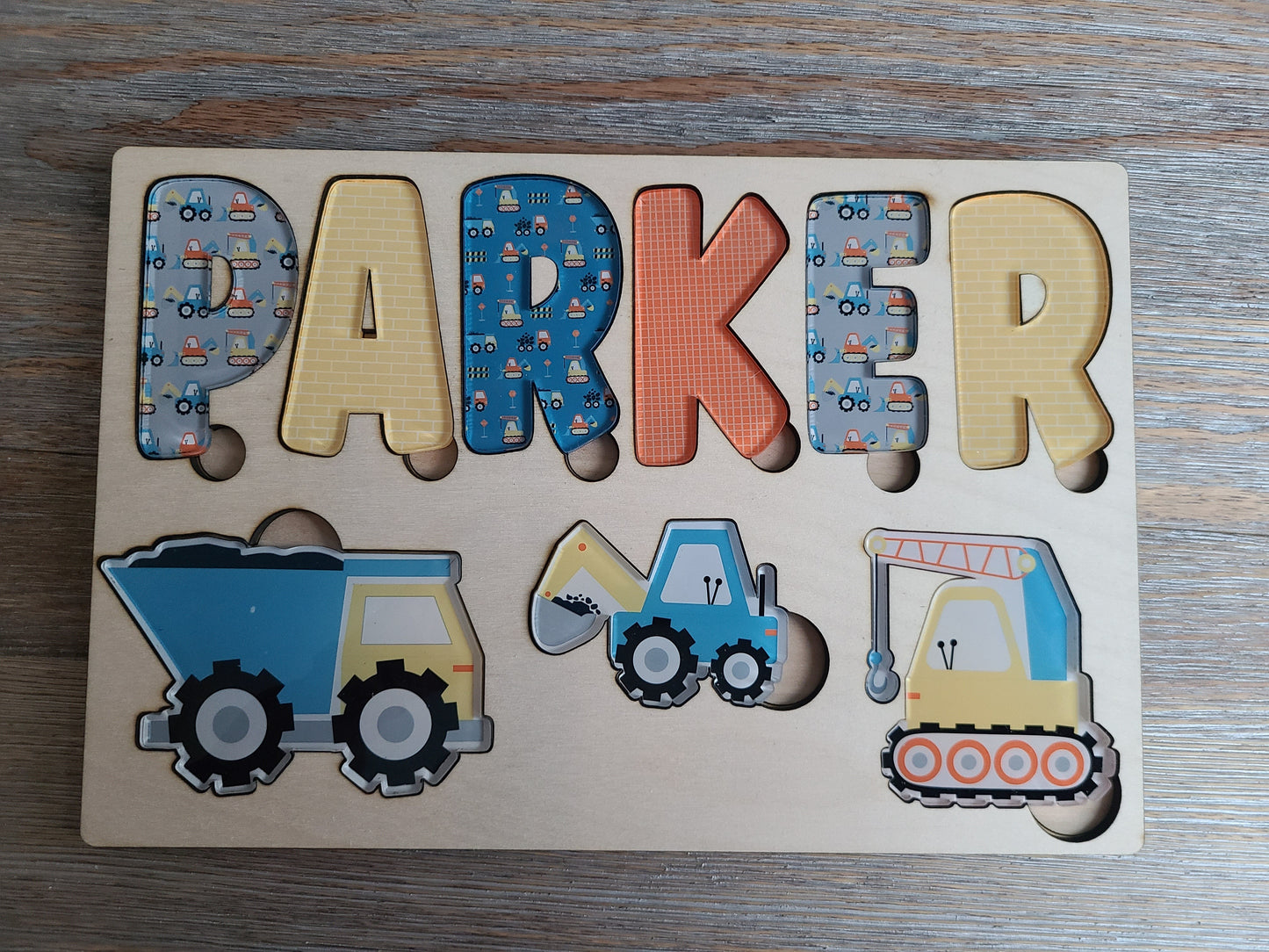 Construction Personalized Wood Puzzle