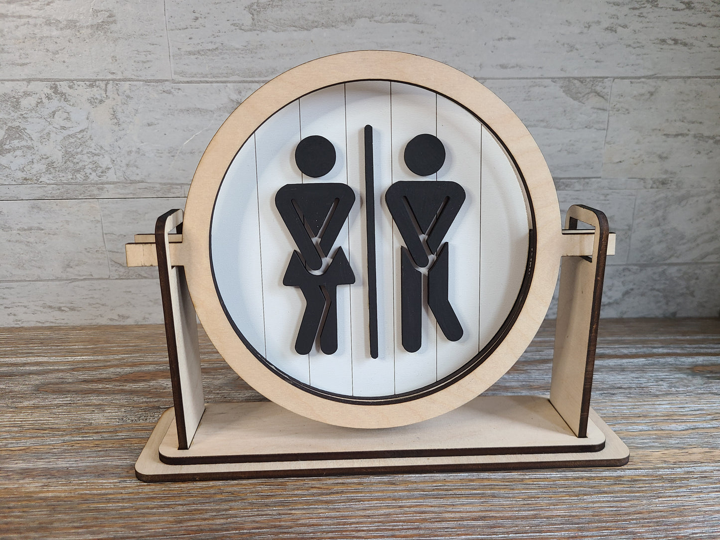 Restroom Sign with or without Interchangeable Tabletop Sign Holder