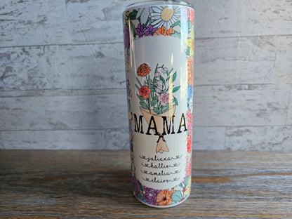 Wildflower Bouquet Personalized 20 oz Skinny Tumbler Personalized