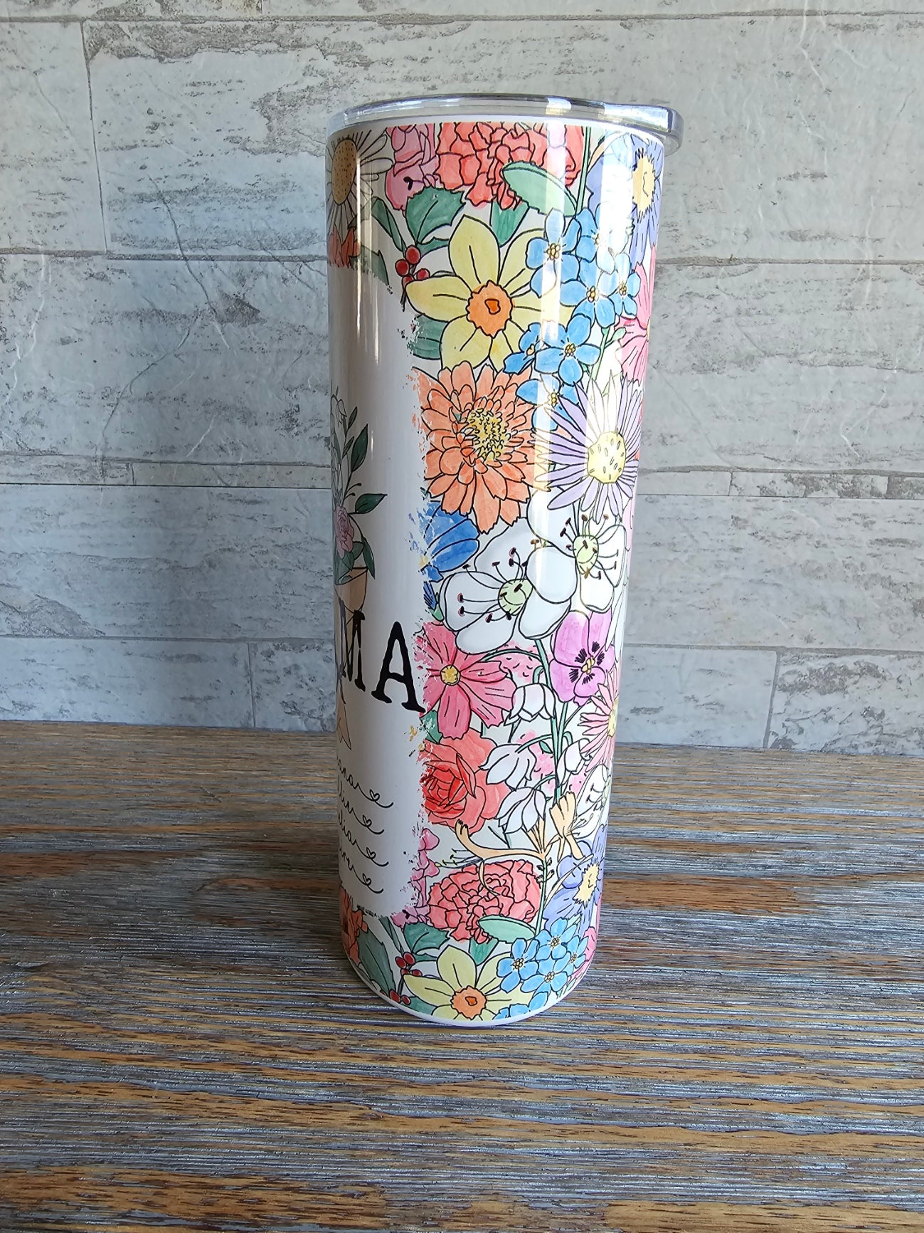 Wildflower Bouquet Personalized 20 oz Skinny Tumbler Personalized