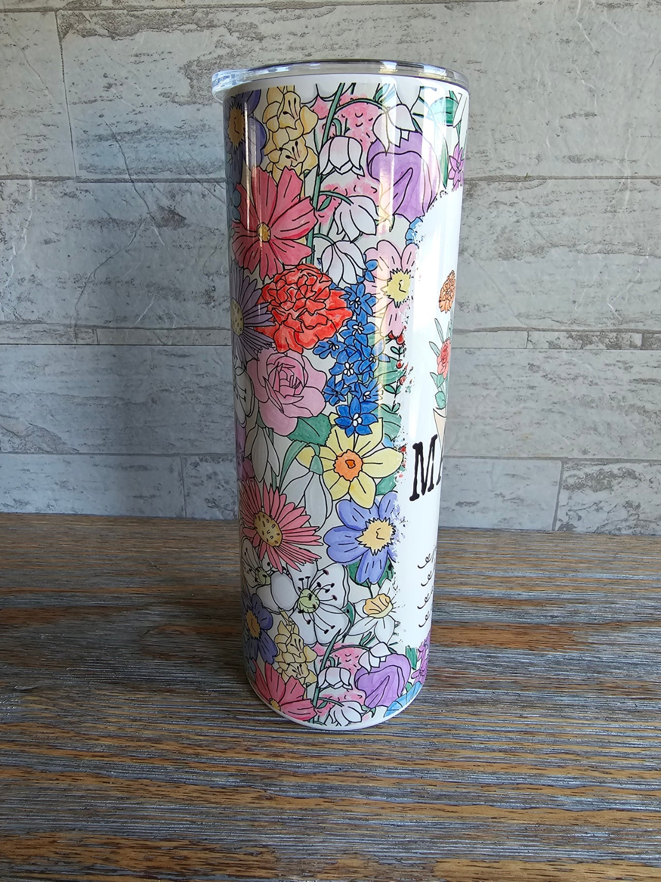 Wildflower Bouquet Personalized 20 oz Skinny Tumbler Personalized
