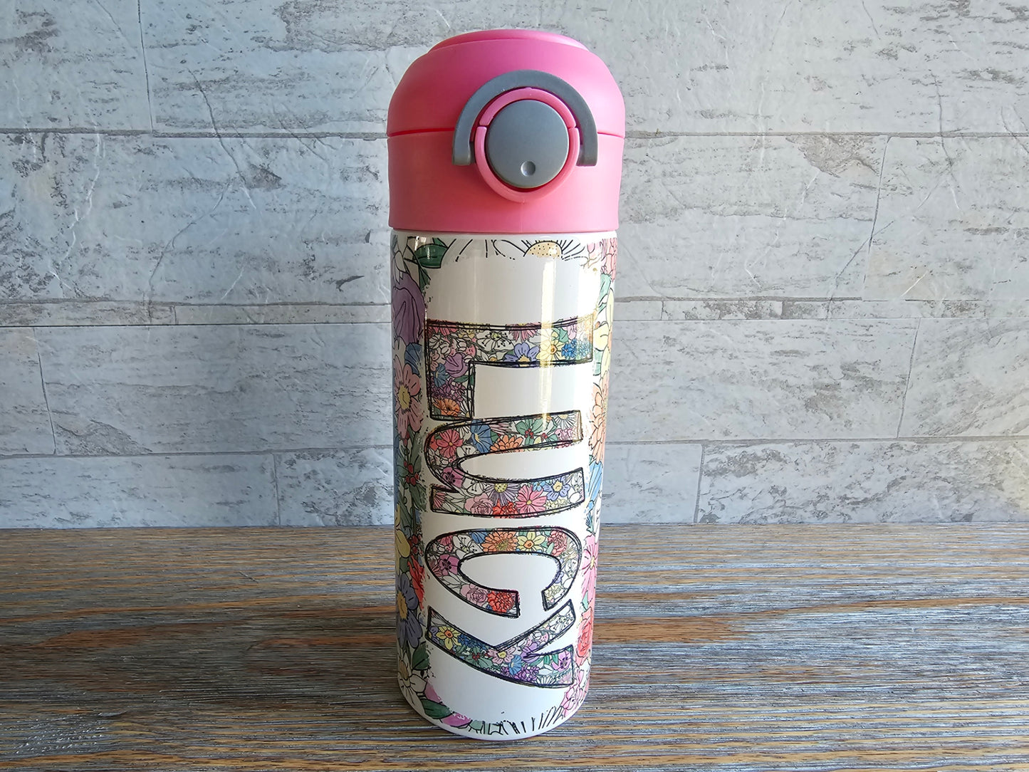 Wildflower Floral Flip Top Water Bottle - Personalized