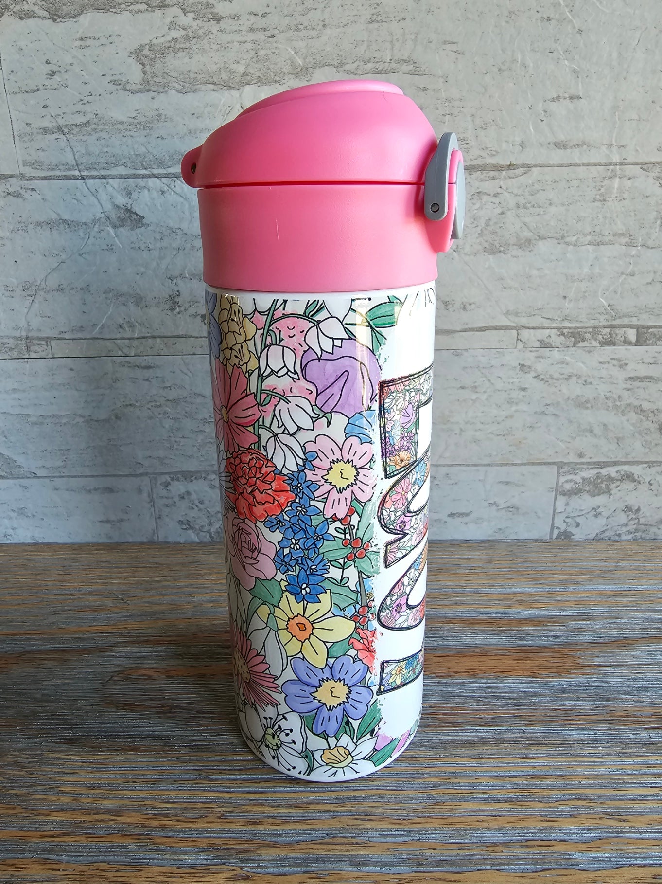 Wildflower Floral Flip Top Water Bottle - Personalized
