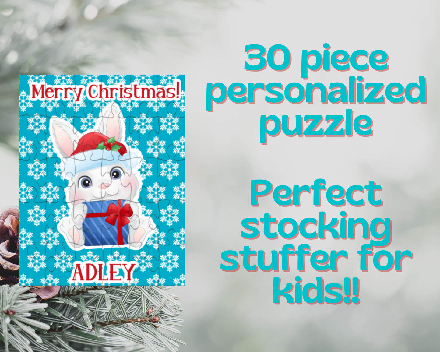 Christmas Bunny Personalized Puzzle for Kids
