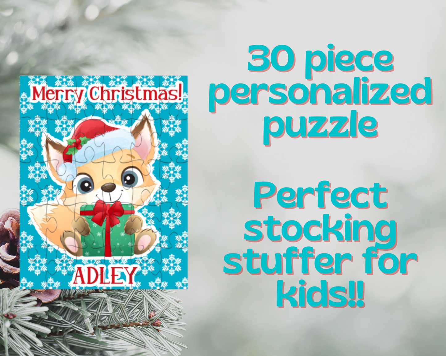 Christmas Fox Personalized Puzzle for Kids