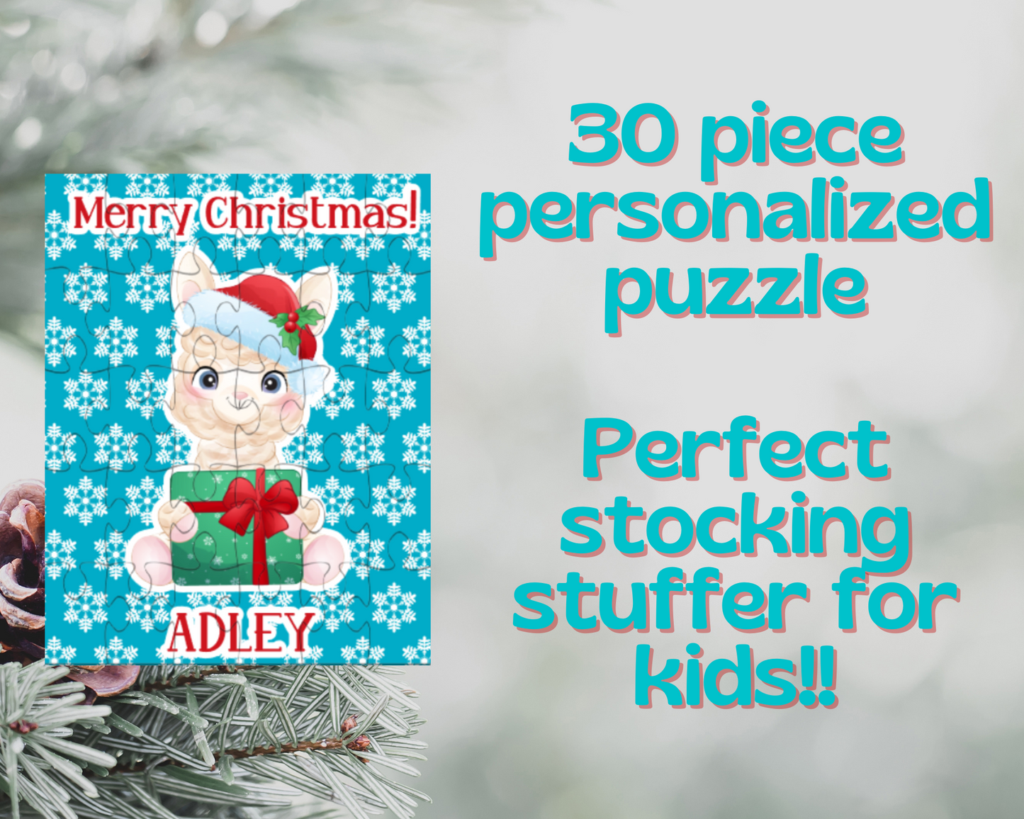 Christmas Llama Personalized Puzzle for Kids