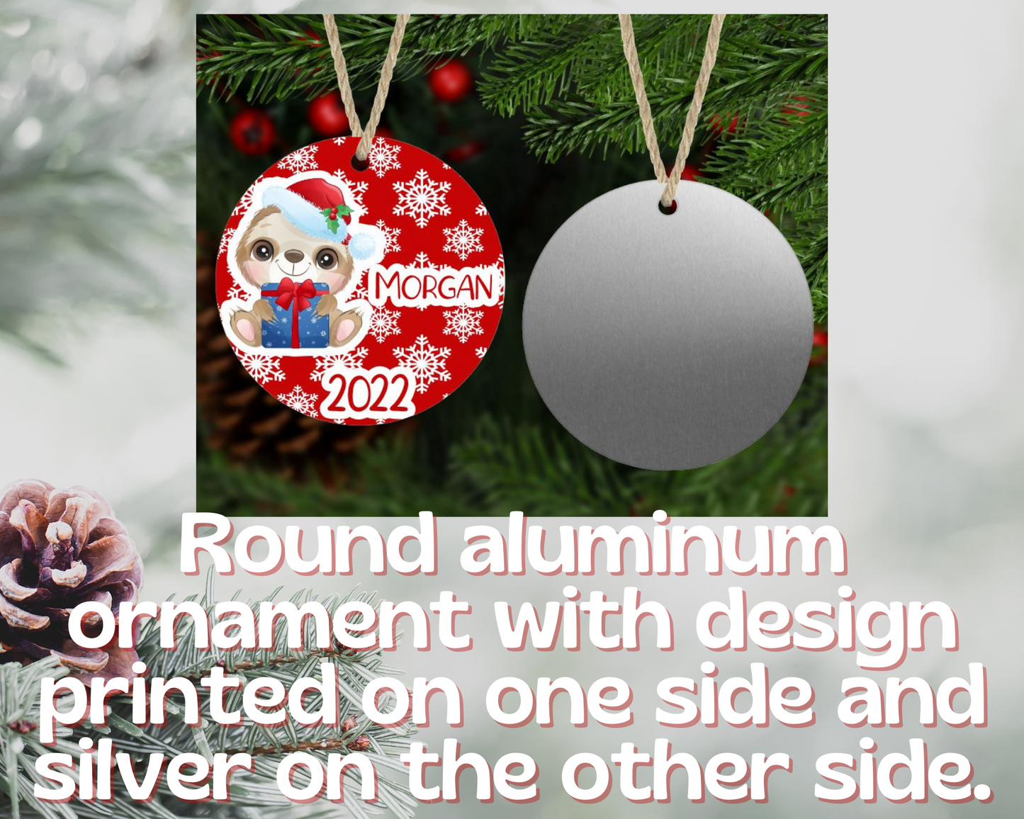 Christmas Sloth Ornament Personalized