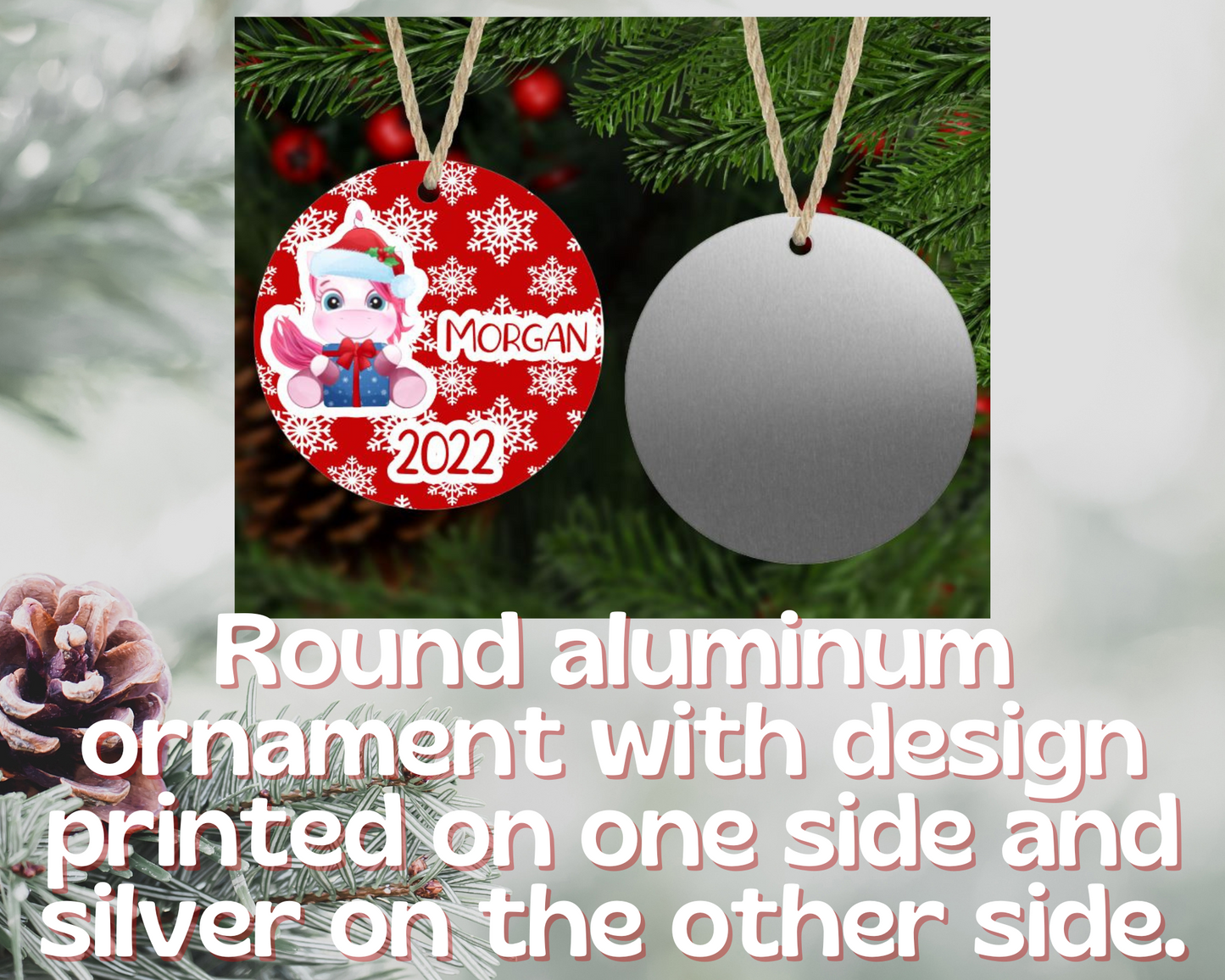 Christmas Unicorn Ornament Personalized