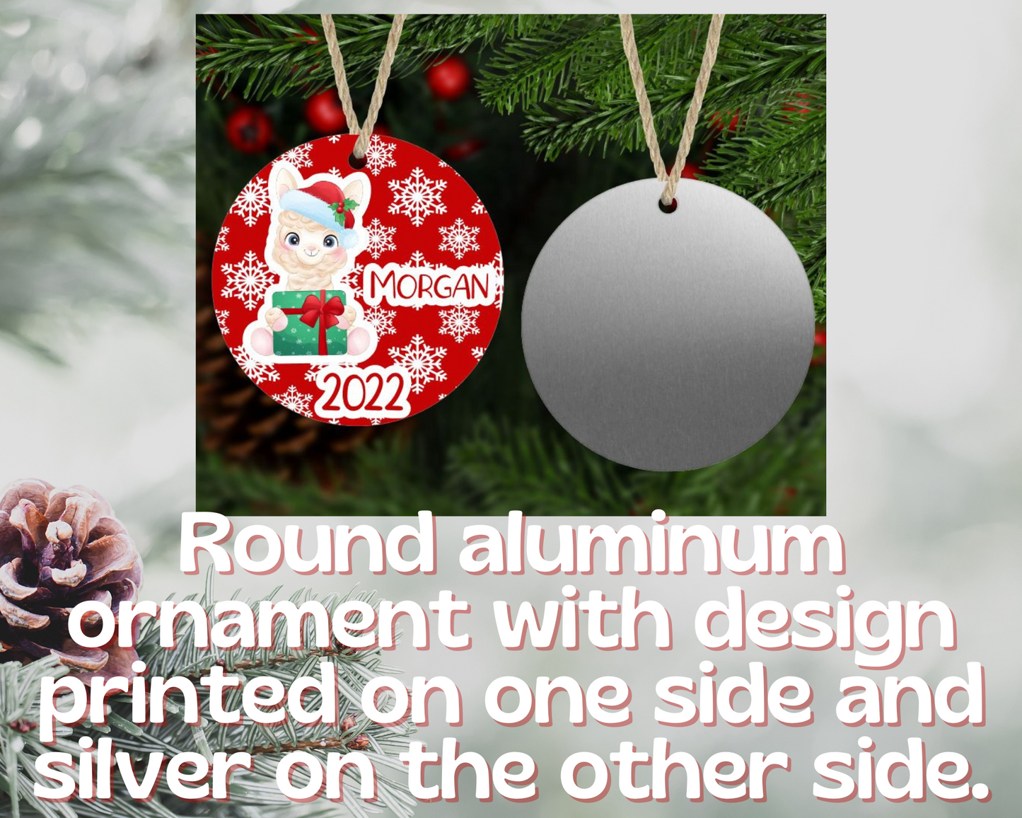 Llama Christmas Ornament Personalized
