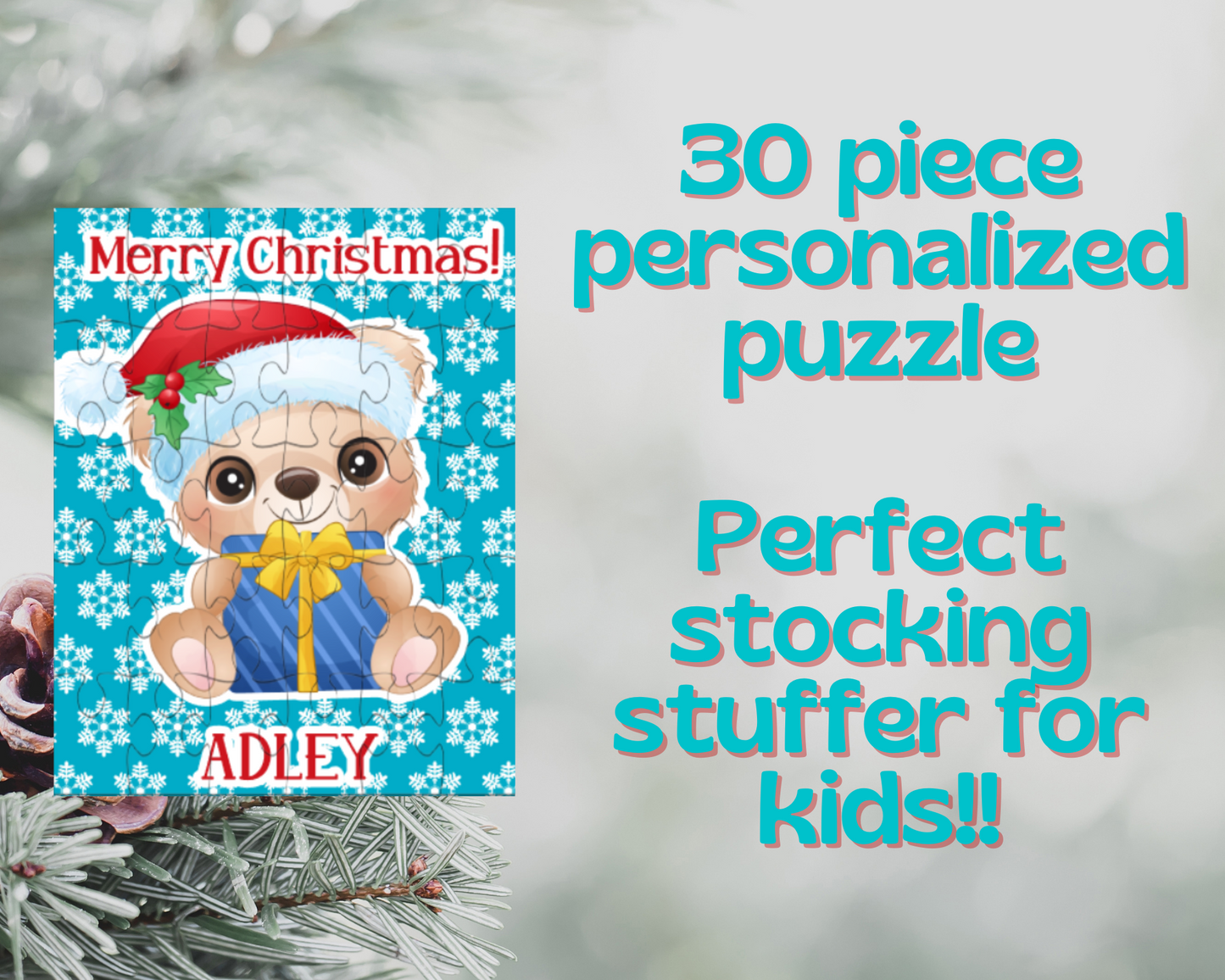 Christmas Bear Personalized Puzzle for Kids