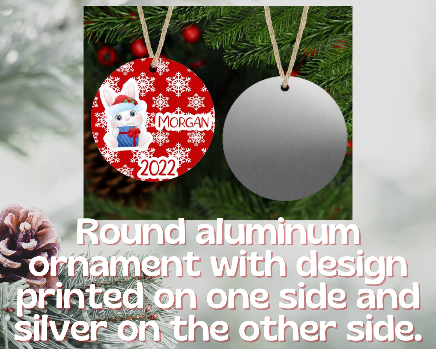 Bunny Rabbit Christmas Ornament Personalized