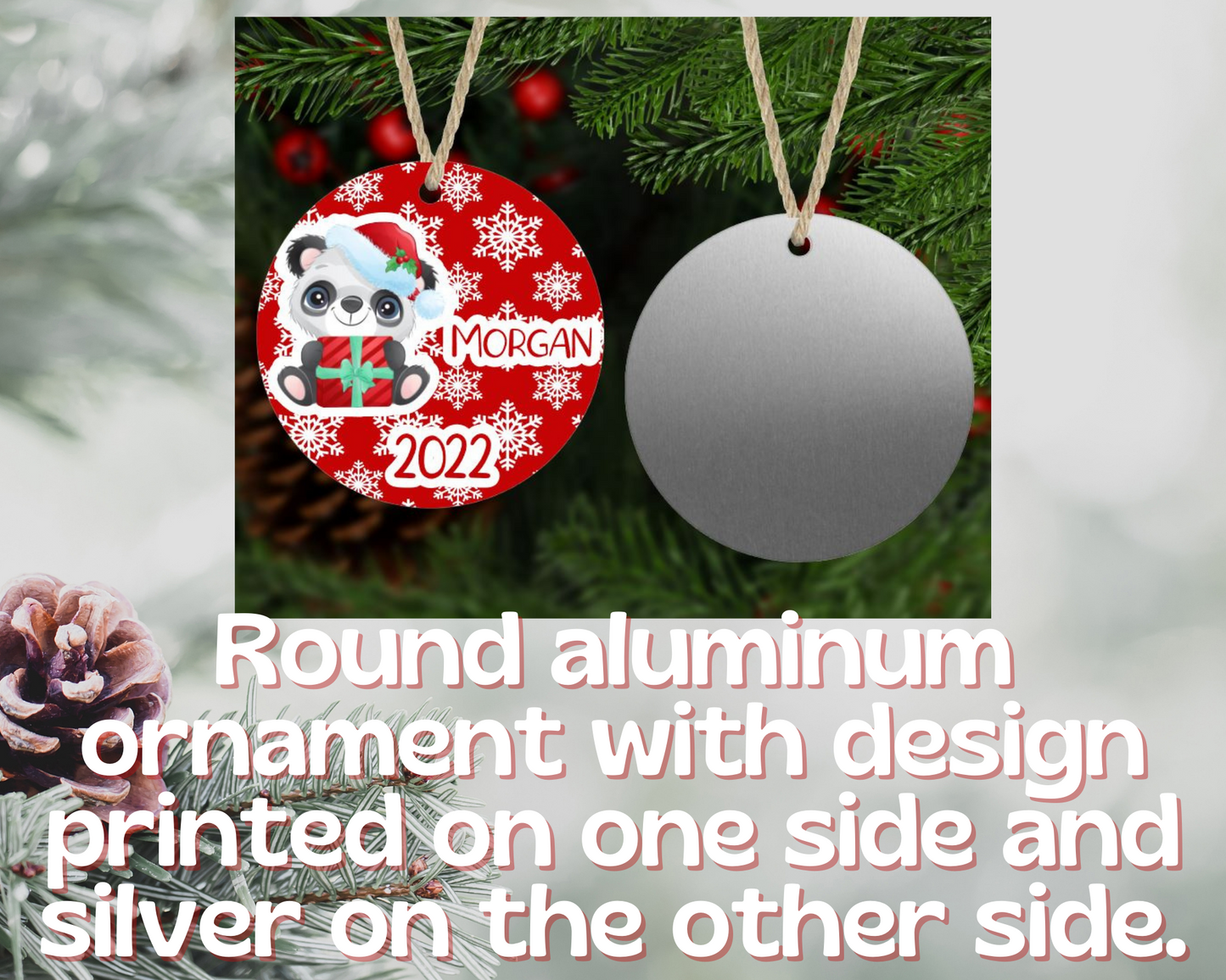 Christmas Panda Bear Ornament Personalized