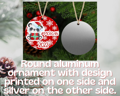 Christmas Panda Bear Ornament Personalized