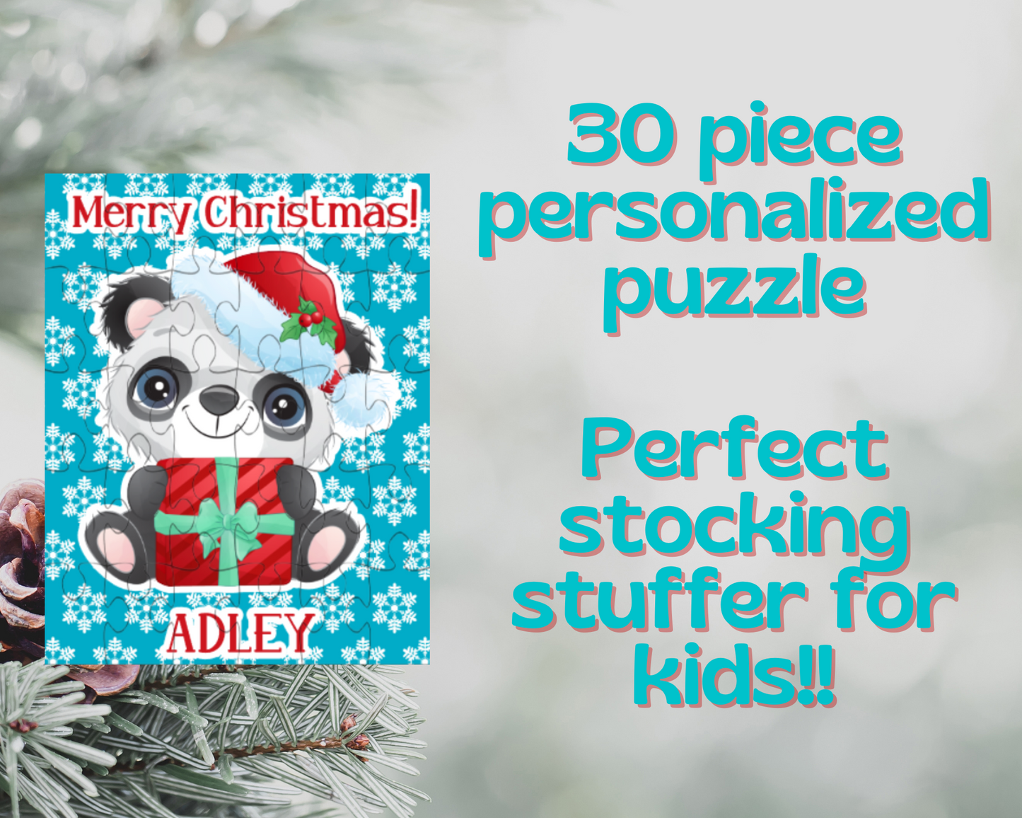 Christmas Panda Personalized Puzzle for Kids