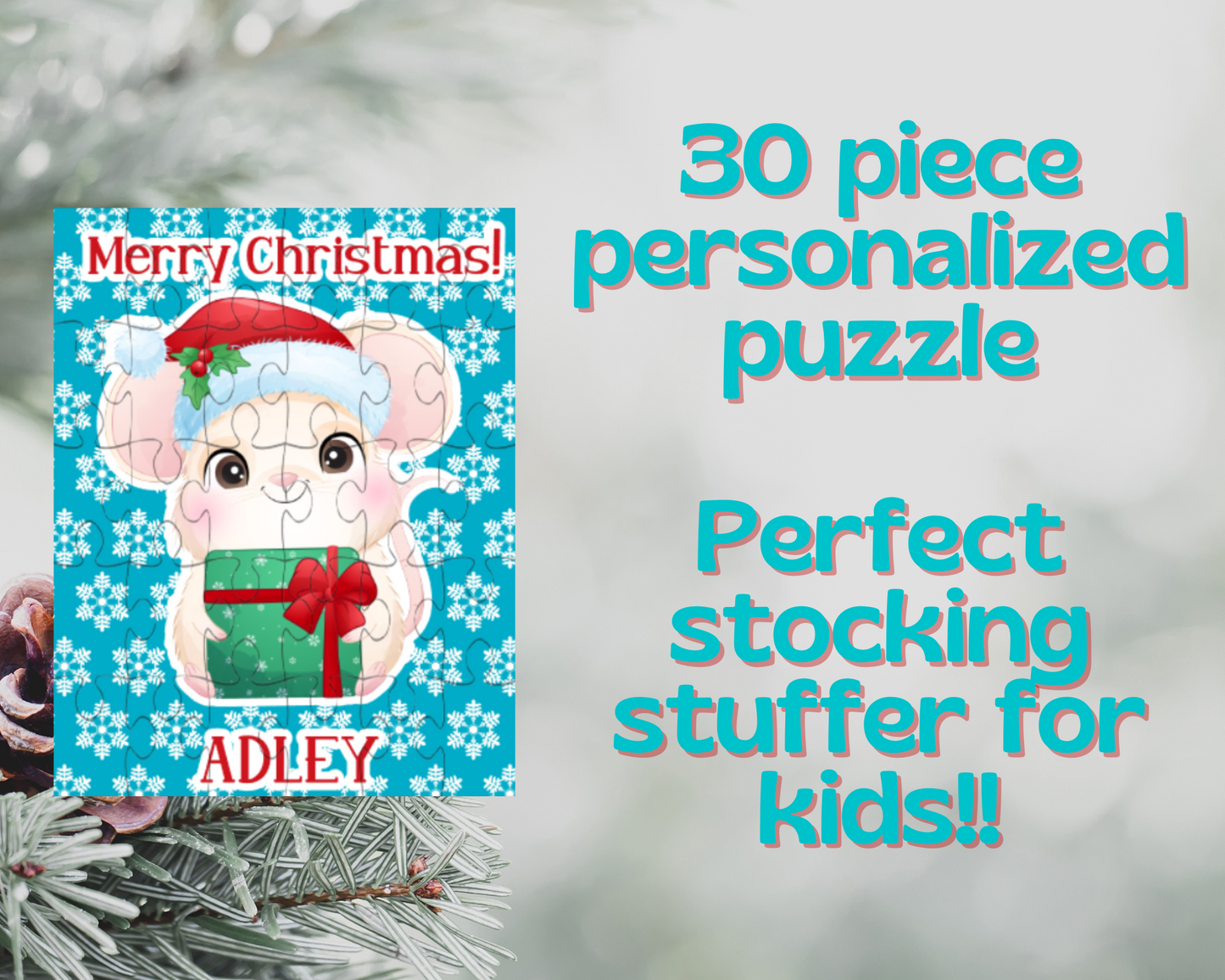 Christmas Mouse Personalized Puzzle for Kids