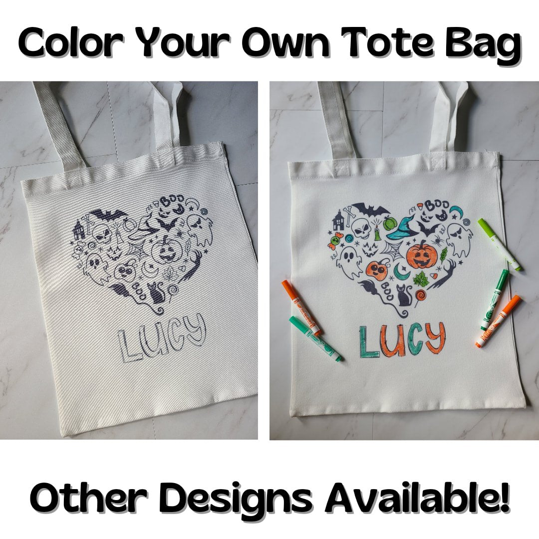 Halloween Color Your Own Tote Bag